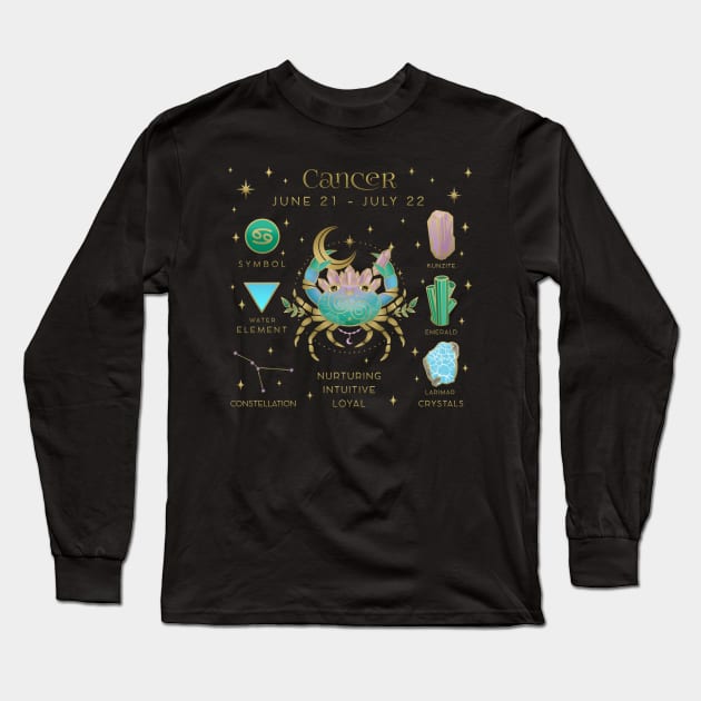 Crystal Zodiac Cancer Collage Long Sleeve T-Shirt by moonstruck crystals